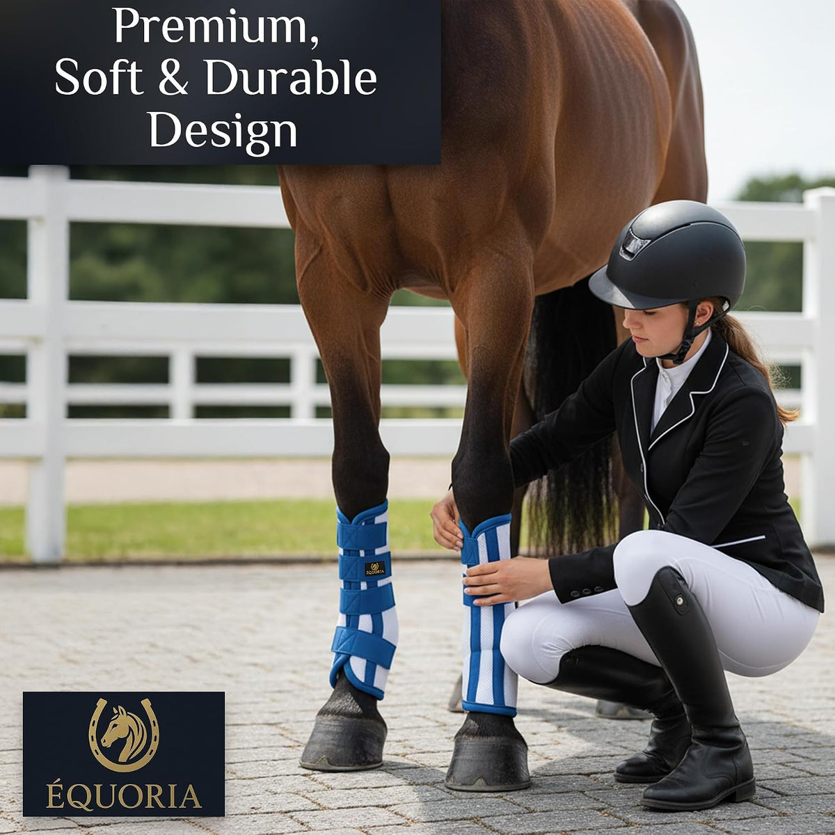 Premium Fly Boots for Horses (4 Pieces) –Durable and Comfortable Fly Leg Wraps for Big Horses – Protective Outer Mesh Design – Elegant and Breathable Set of 4 Horse Fly Boots