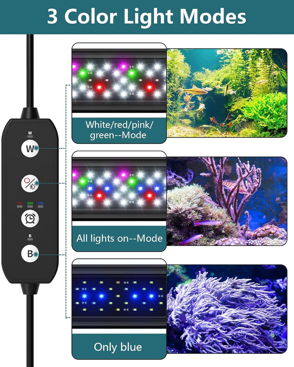 SEAOURA Led Aquarium Light for Plants-Full Spectrum Fish Tank Light 18-24''