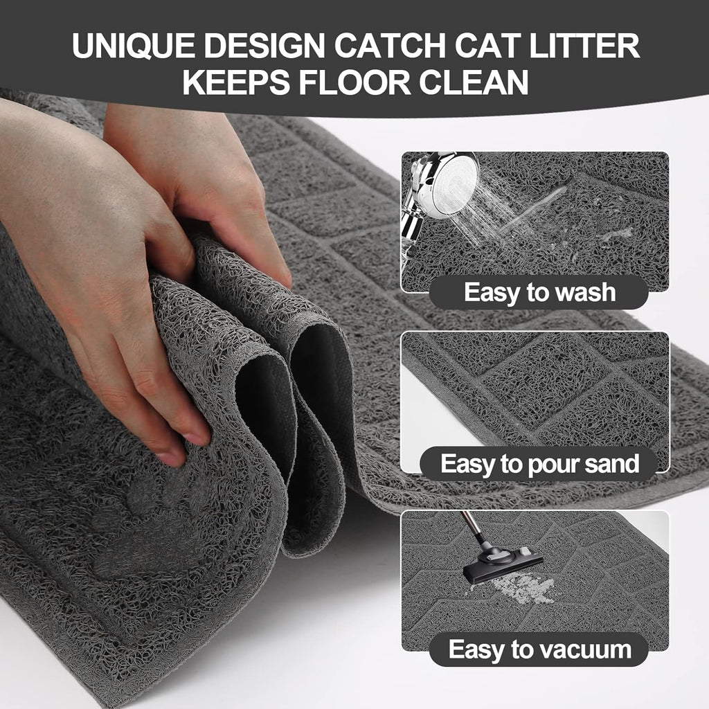 Cat Litter Box Mat, 35" x 24" Large Waterproof Litter Trapping Mat