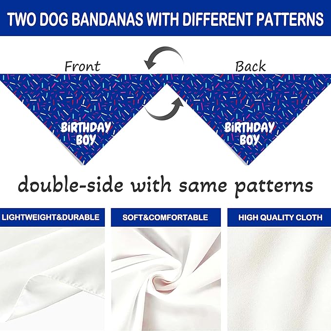 Birthday Boy Dog Bandanas 1 Pack, Pet Scarves - Image 8