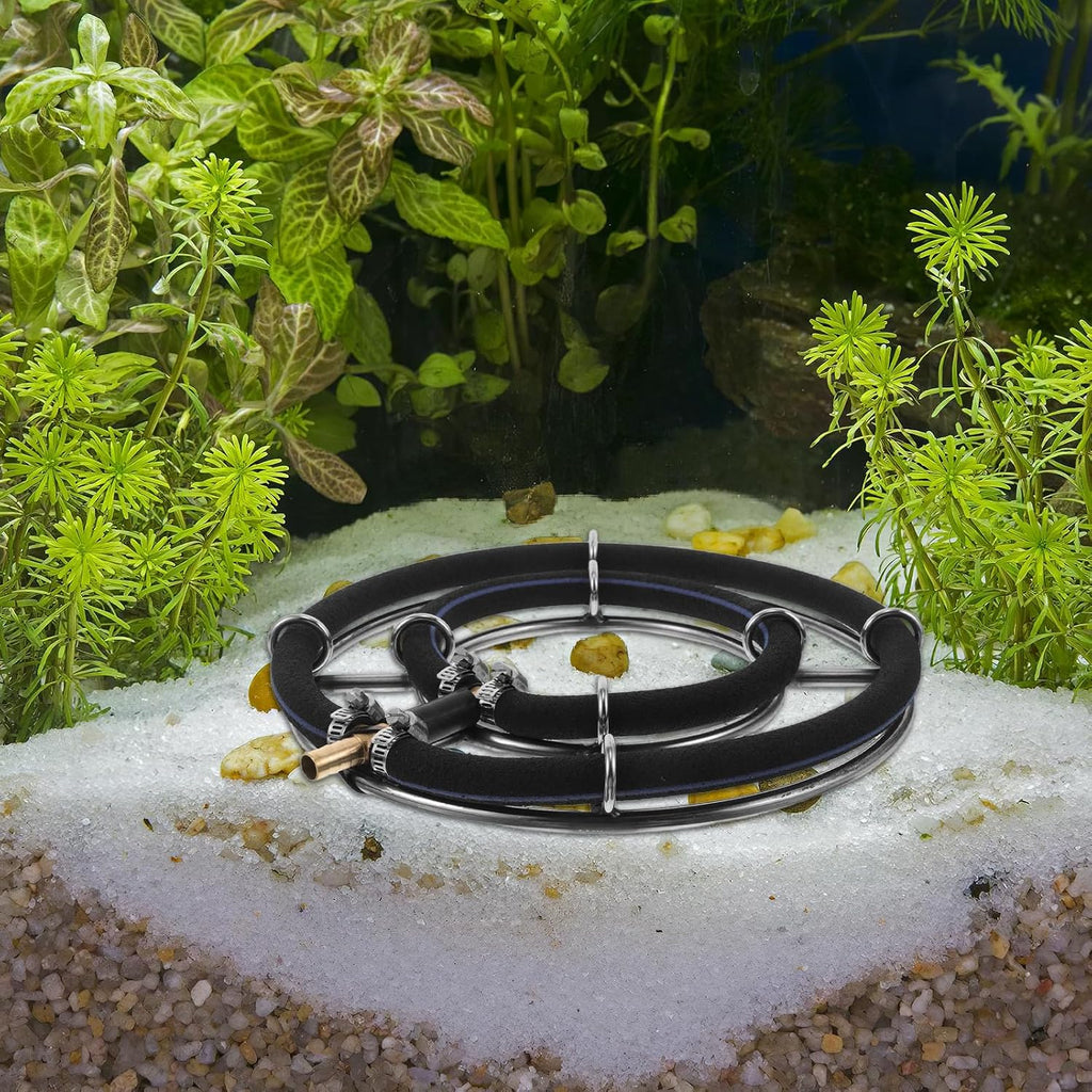 NUOBESTY Aquarium Air Diffuser Stainless Steel Air Stone Large Pond Bubble Panel Fish Tank Bubbler Aeration Equipment Bubble Ring Pump Stone for Hydroponics 10inch