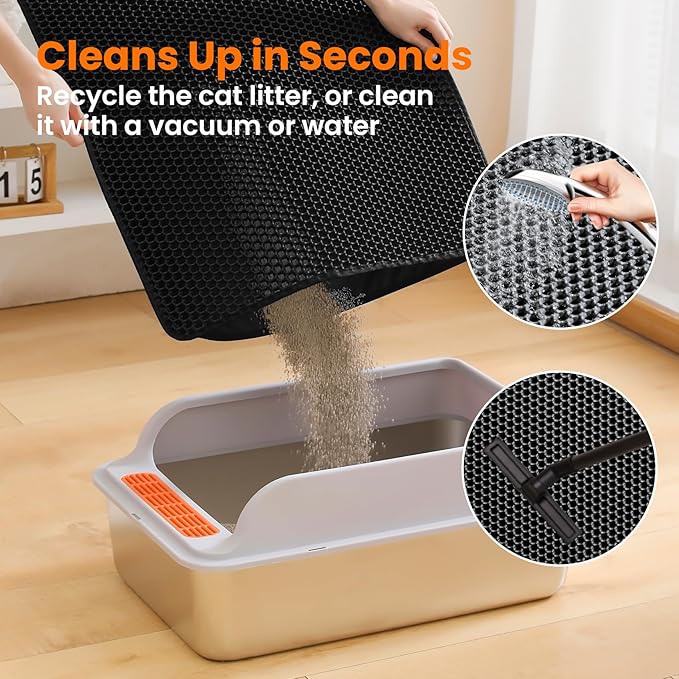 Cat Litter Mat, 24x18 Inches Large Double Layer Honeycomb Cat Litter Trapping - Image 5