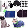 10 Pcs Cat Bathing Bag, Cat Shower Grooming Kit, Black and Blue
