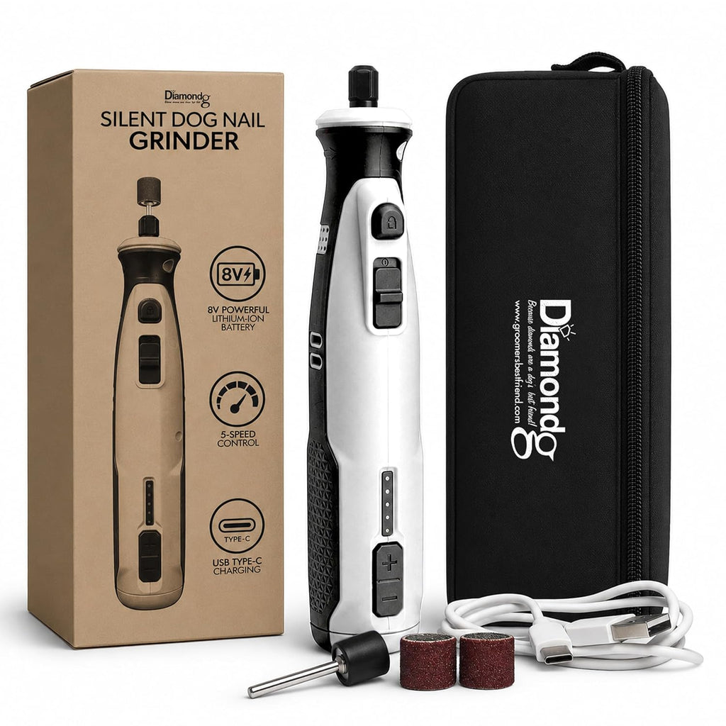Diamondg Cordless Dog Nail Grinder - Quiet Sound with LED Light, White