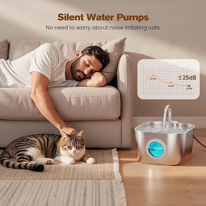 Stainless Steel Cat Water Fountain: 108oz/3.2L Pet Water Fountains Cat Watering - Image 6