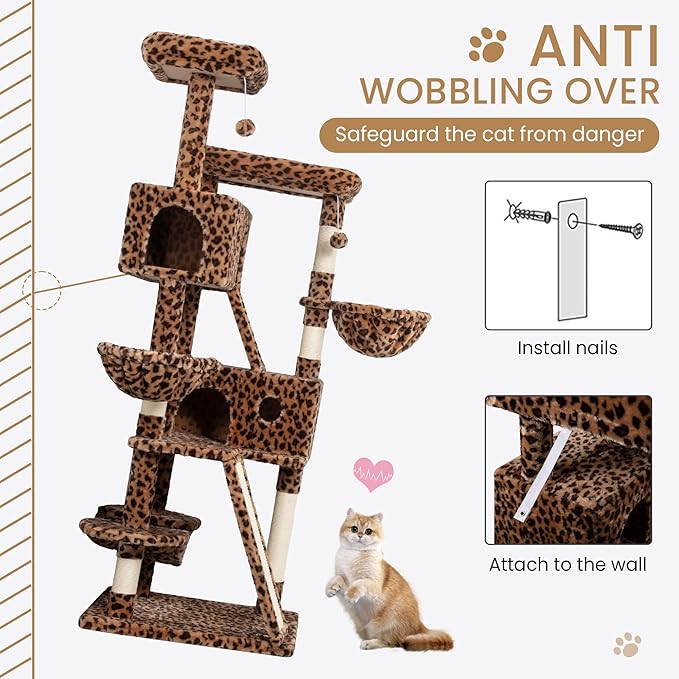 SHA CERLIN 65in Larger Cat Tree Tower Condo - Image 7