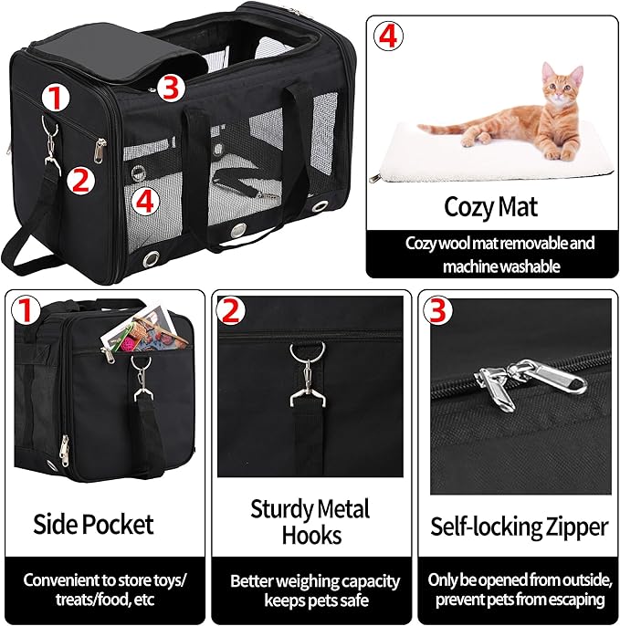 Soft Sided Cat/Dog Carrier，Collapsible Mesh Pets Travel Carriers - Image 4