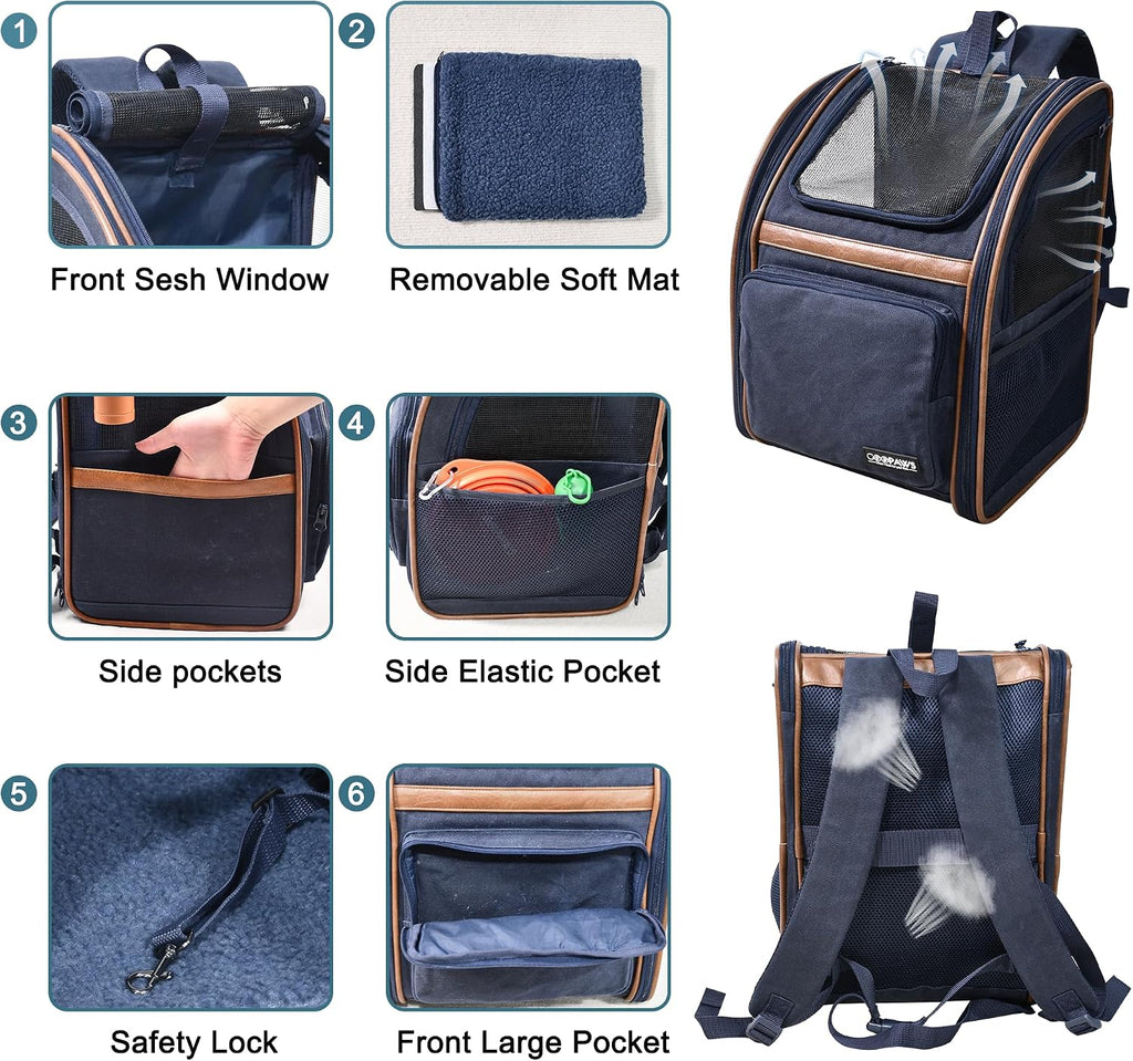 Jespet Pet Backpack Carrier for Small Dog, Soft Car Bed Ideal for Traveling