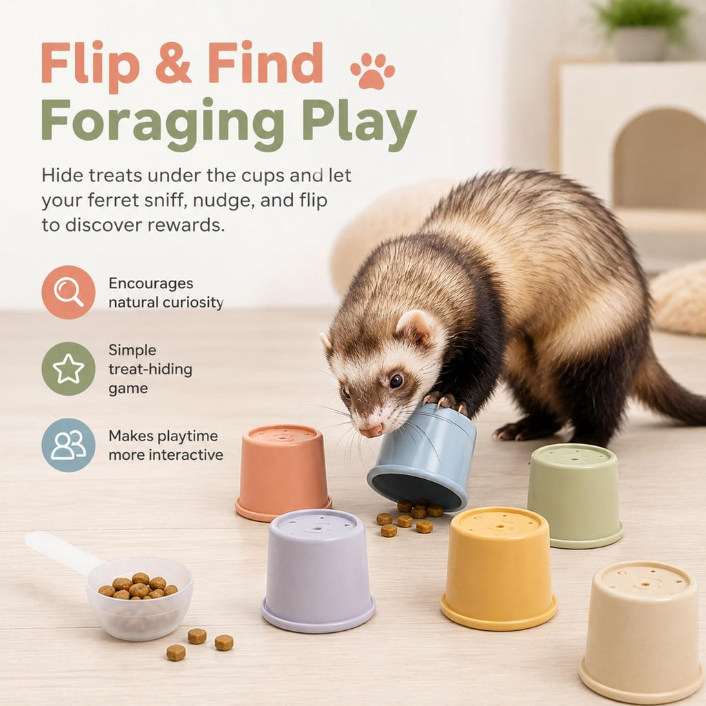 Ferret Enrichment Interactive Foraging Treat Cups, 8pcs Stacking Set