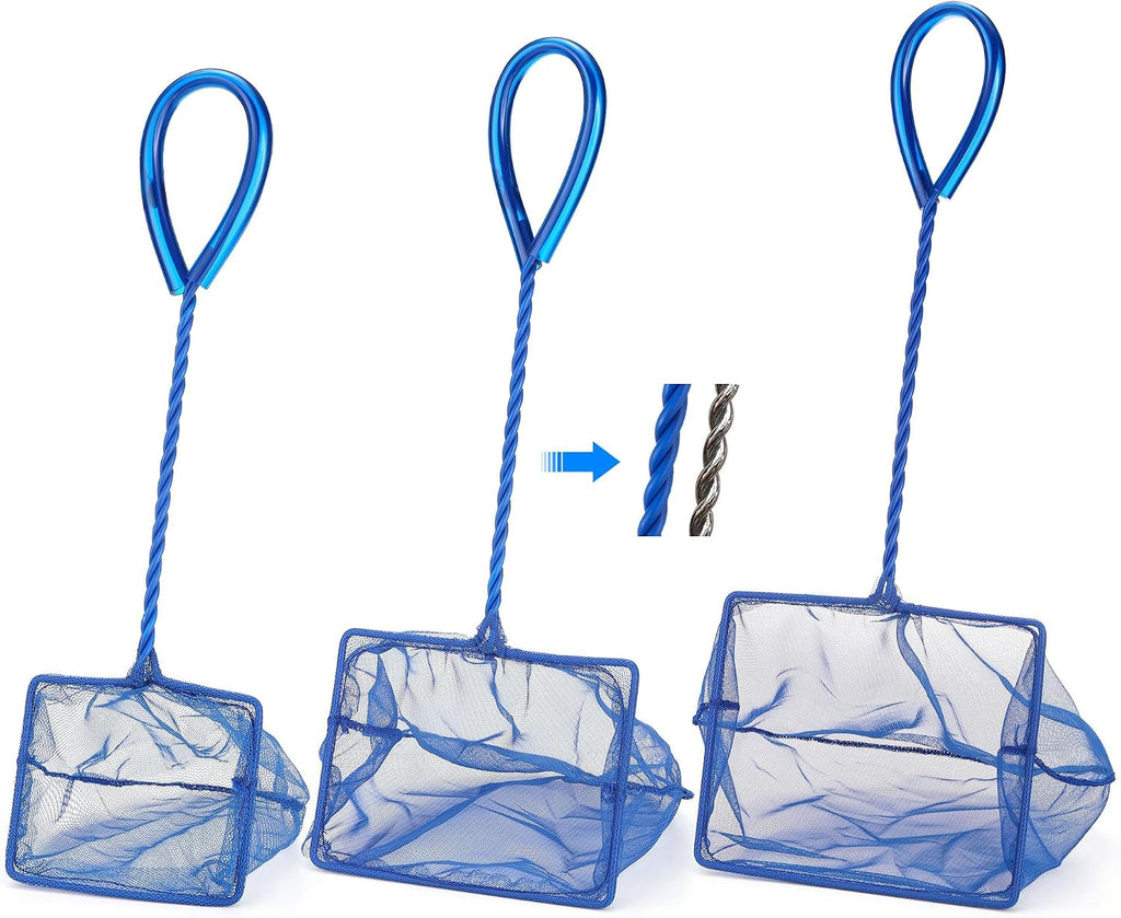 3 Aquarium Fish Net Fine Mesh Quick Catch Skimmer 4/5/6 Inch Black