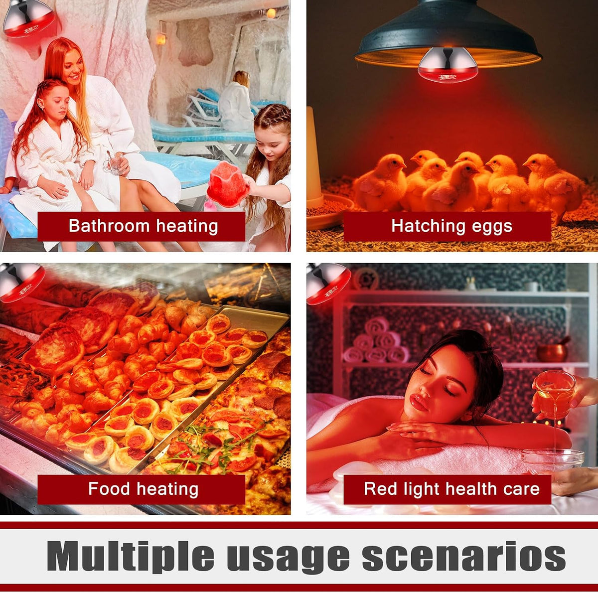 VIHOSE 8 Pack Heat Lamp Bulbs, Red Infrared Bulbs 120 V, 150 Watt