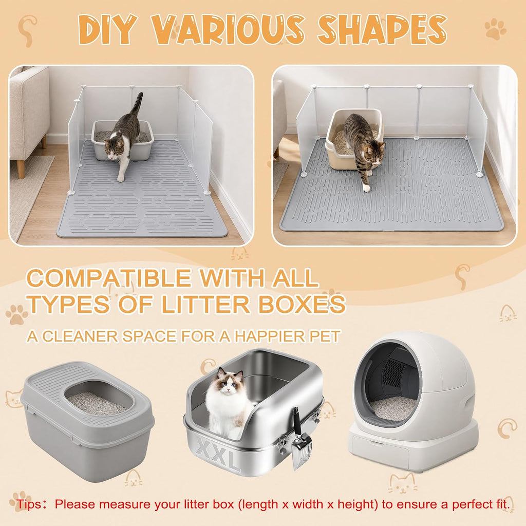 Silicone Cat Litter Mat with Splash Guard Large Cat Litter Box Enclosure