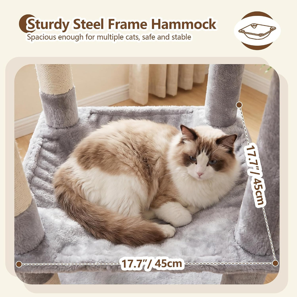Heybly 53.1" Corner Cat Tree for Large Cats – Interactive Play HCT029W