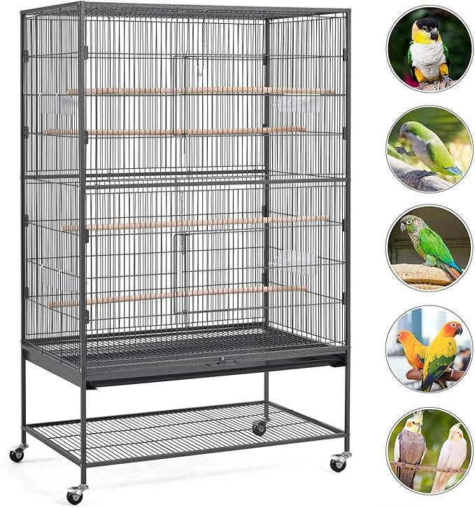 Yaheetech 60.5inch Extra Large Bird Cage Metal Parrot Cage Flight Cage - Image 6