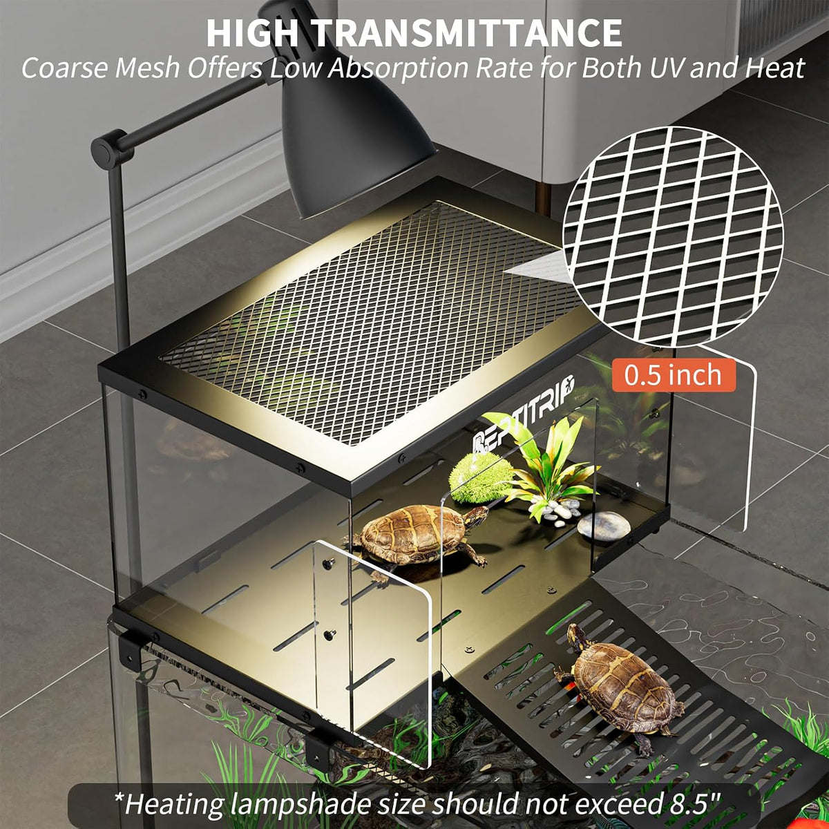 Stainless Steel Turtle Basking Platform, for 10‑13 Inch Wide Aquariums, L