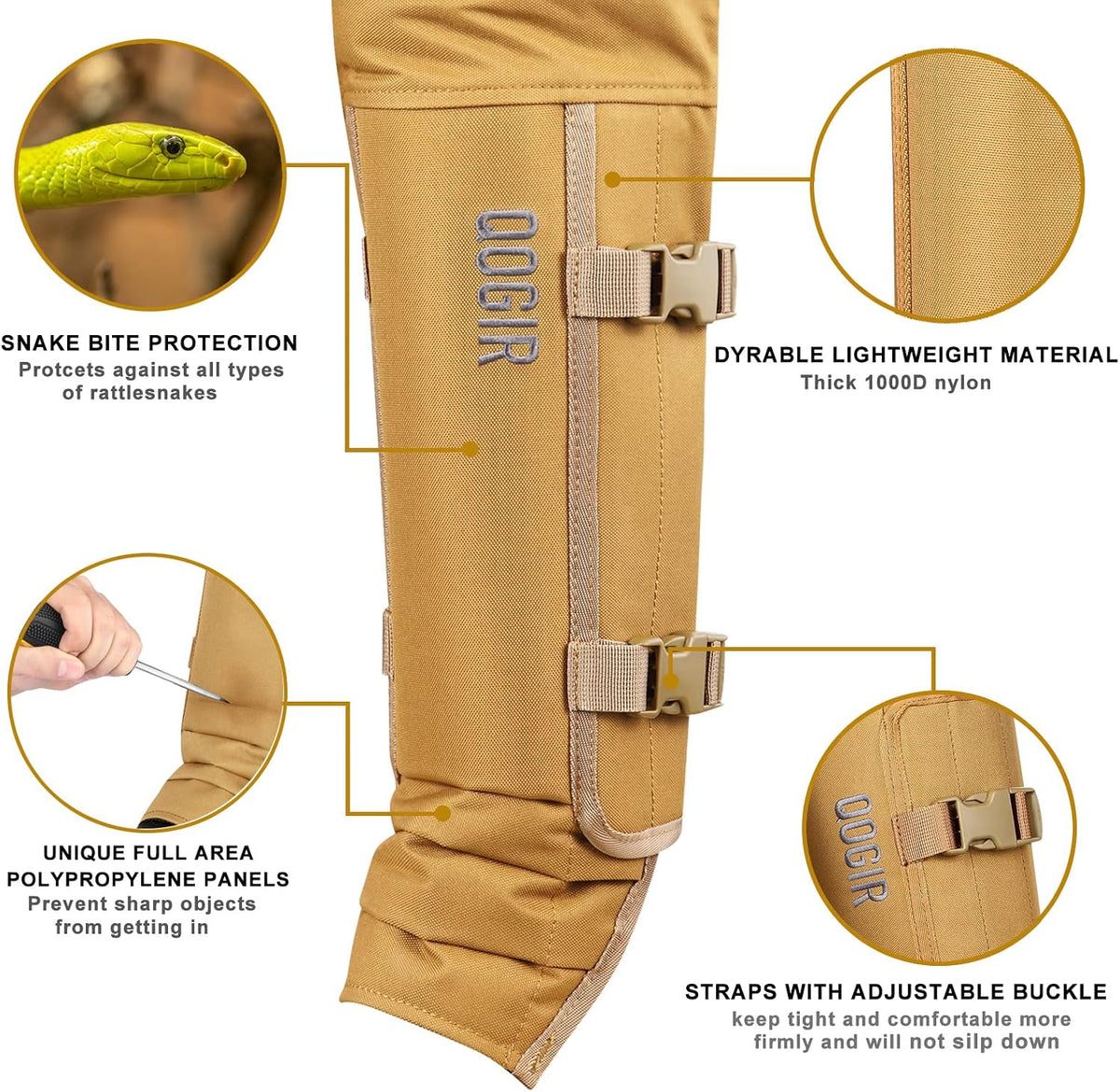 skiguard Snake Gaiter Chaps for Hunting: Snake Bite Protection for Ankle to Thigh Snake Chap, Waterproof Snake Gaiter for Men