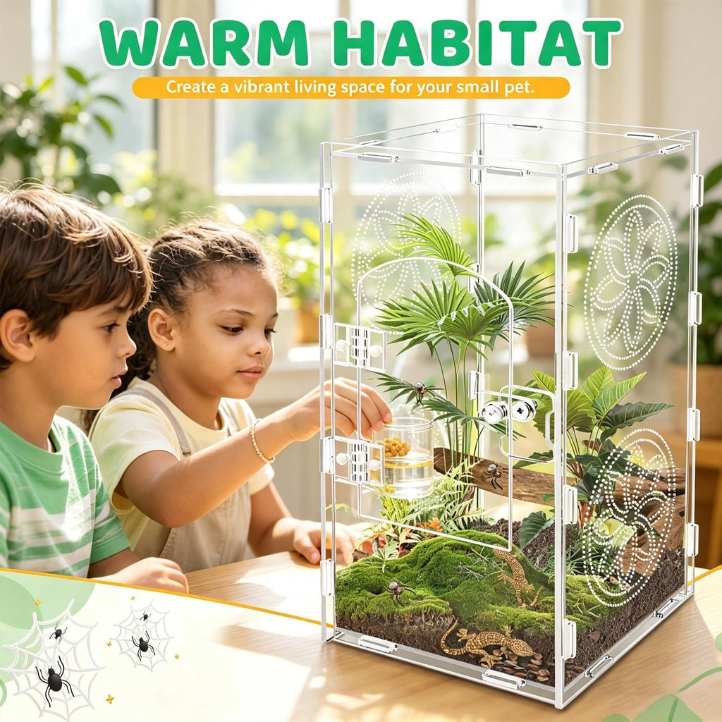 Jumping Spider Enclosure 30x15x15cm Large Acrylic Habitat,Clear