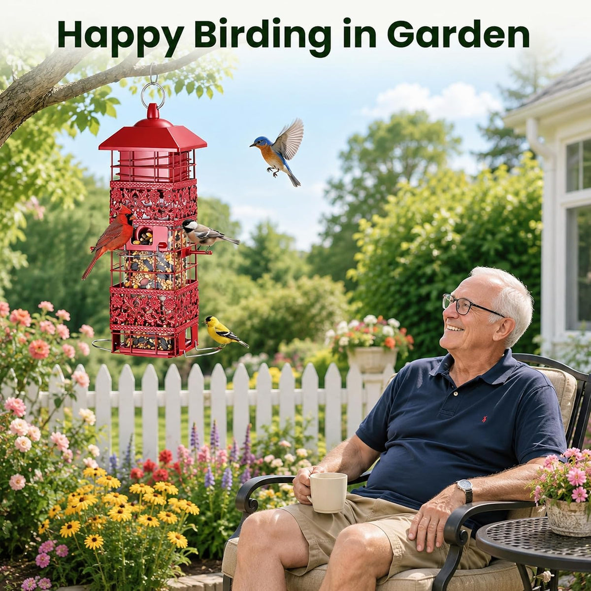 Squirrel Proof Bird Feeder Metal, Weight-Activated for Outdoors