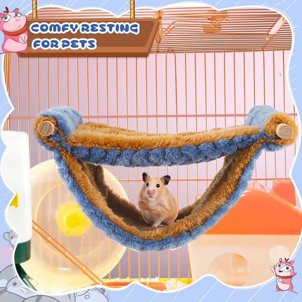 2 Pcs Winter Warm Rat Hammock Double Layer Pet Ferret Hammock Hanging Soft Plush Guinea Pig Bunk Bed for Cage Sleep Chinchilla Squirrel Hamster Mice Birds Small Animals Hideaway Hideout