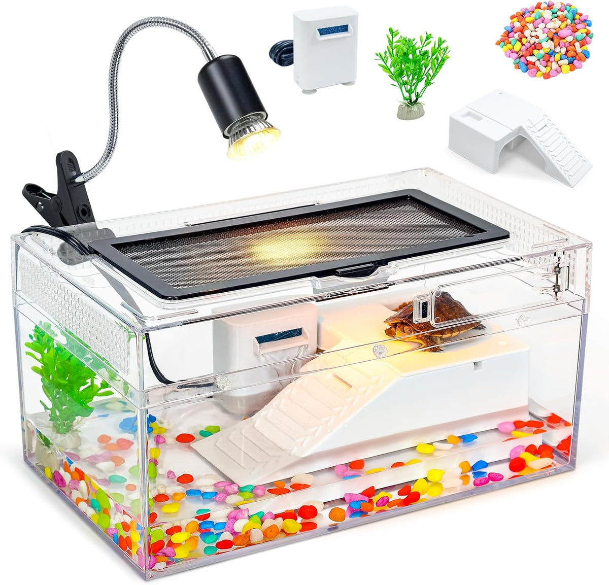12x7x6 Turtle Tank Kit with Heating Lamp & Filter