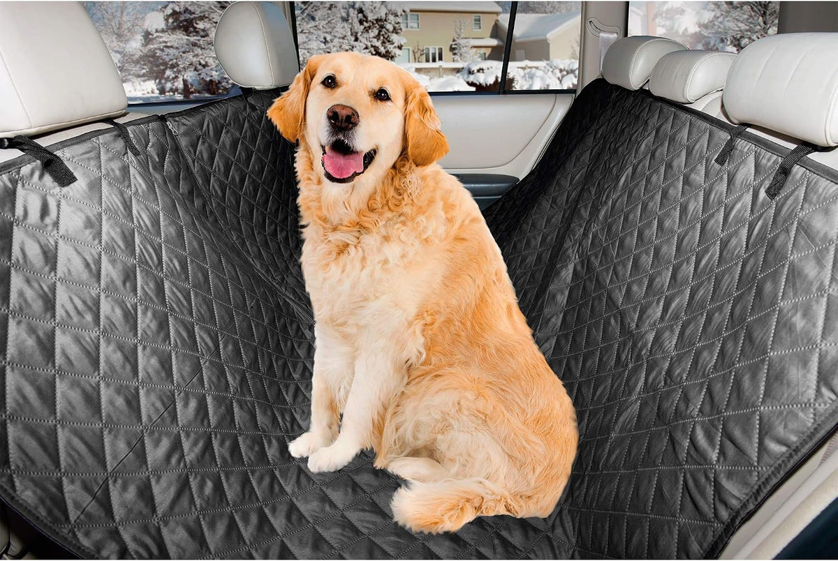 Furhaven Universal Water-Resistant Quilted Hammock-Style Backseat or Cargo Area Protector - Black, One Size