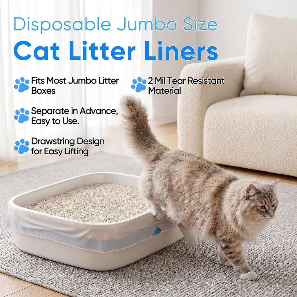 33 Count Jumbo Cat Litter Box Liners,36" X 18" Cat Litter Bags