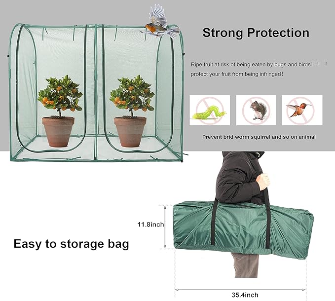 Poray Large Tunnel 73''x37''x61''Plant Netting Cover, 5FT Tall Crop Cage Tomato - Image 5