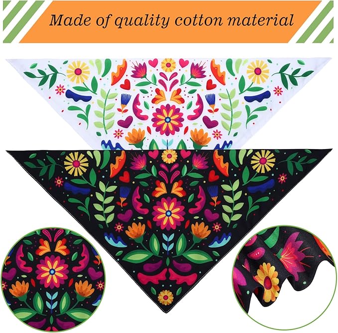 Whaline Mexican Dog Bandana Floral Dog Bandana Cinco De Mayo Fiesta Pet Scarf - Image 3