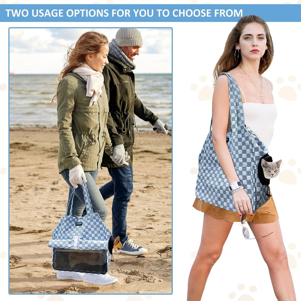 Dog Sling Carrier Pet Sling Carrier for Small Dog & Cats, Puppy Sling with Pockets, Classic Breathable Design for Travel, Camping & Outdoo,Maximum Load Capacity of 22 Pounds.