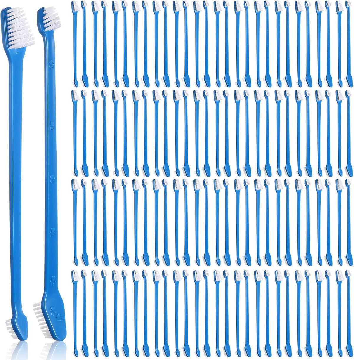 Gerrii 200 Count Dog Toothbrush Double Headed Long Handle Soft, White