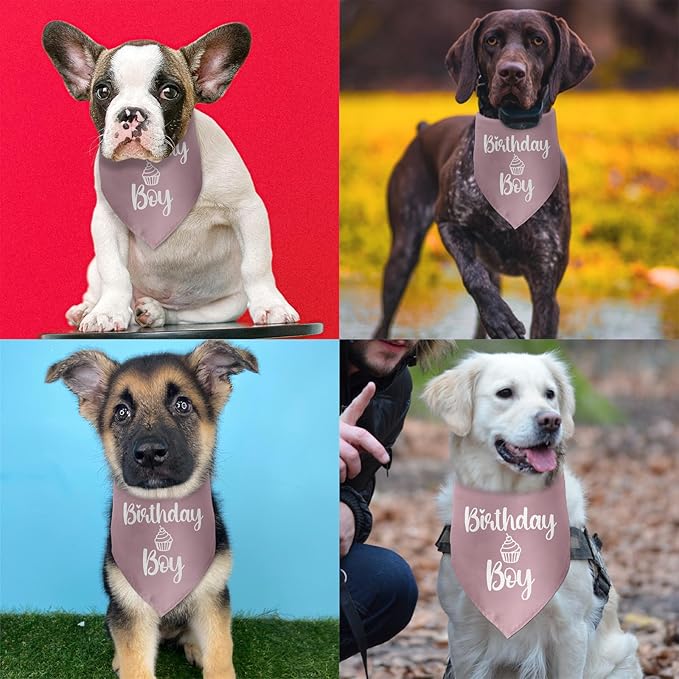 Dog Birthday Bandanas Boy Pink Dog Bandana Pet Scarf Bibs Accessories Party - Image 4