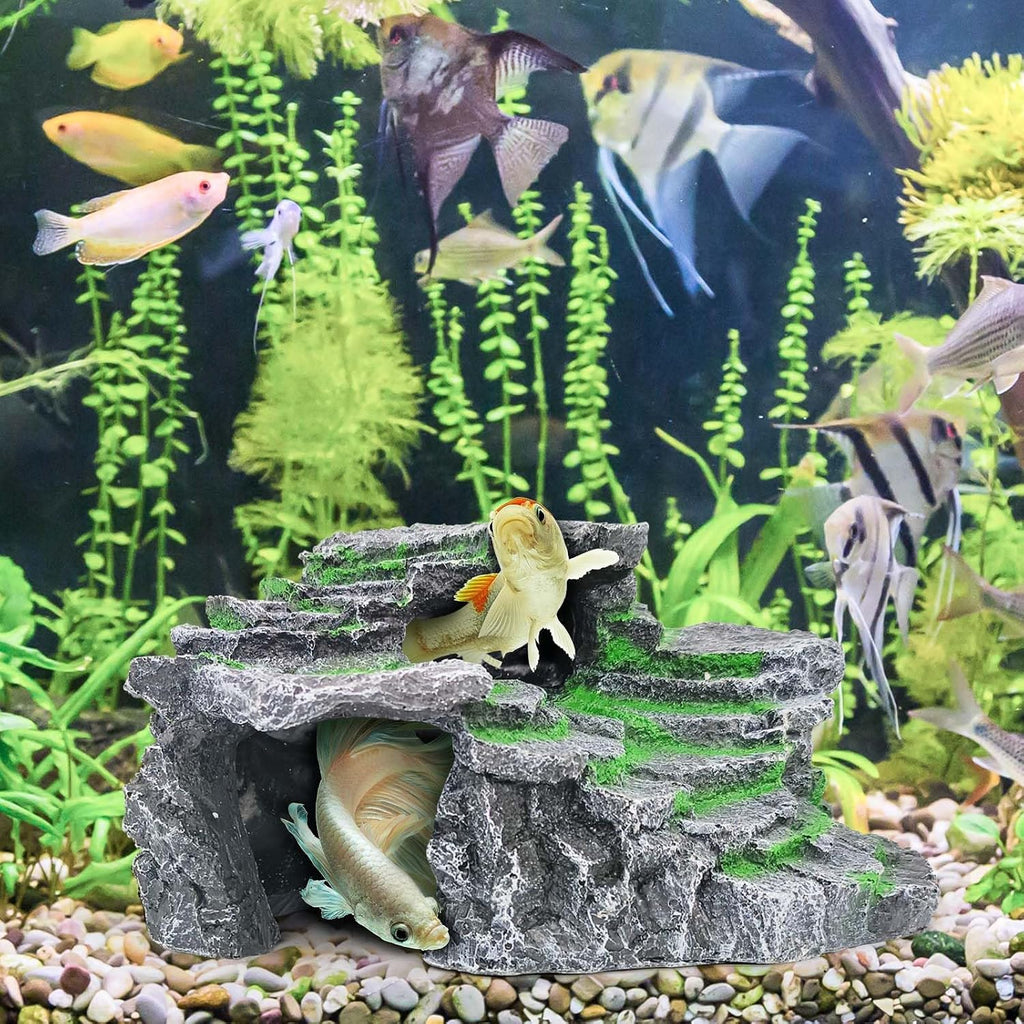 Moonorange Turtle Basking Platform Turtle Tank Decoration for Aquariums & Terrarium, Turtle, Lizard, Reptile Habitat Hideout (Black)