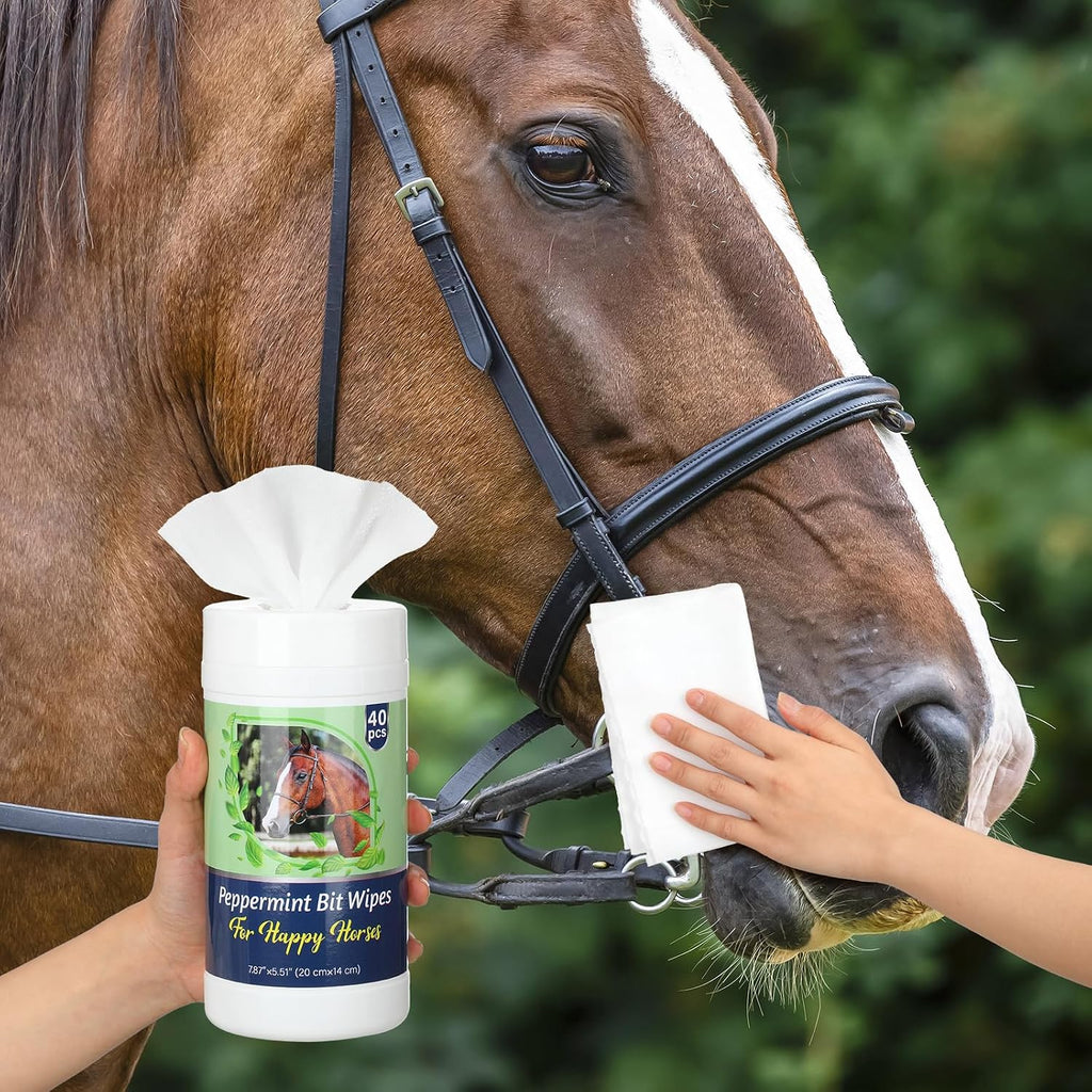 Threlaco 3 Pack Horse Bit Wipes, Peppermint Horse Bit Cleaners