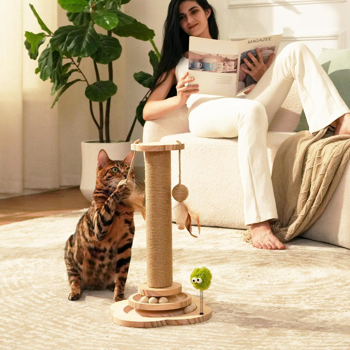 4-in-1 Cat Scratching Post for Indoor Kittens