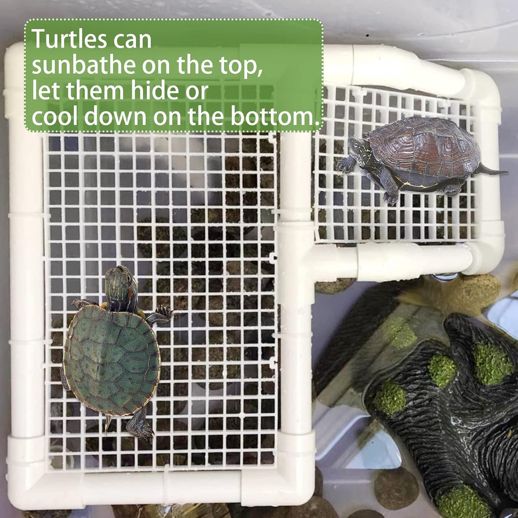 Turtle Basking Platform, Tortoise Dock Plastic Resting Terrace Climbing Ramp Reptiles Habitat Terrarium Accessories Decor for Newts Lizard Gecko Hermit Crab