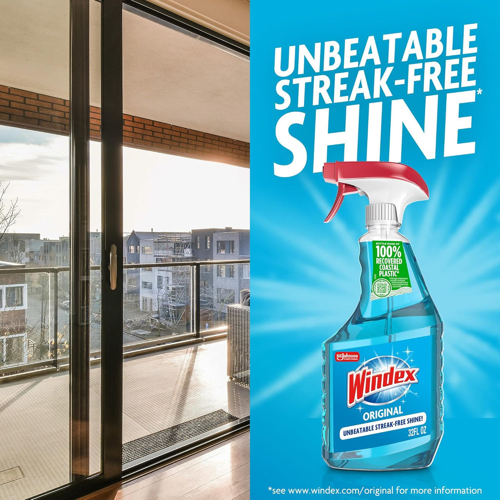 Windex Glass & Window Cleaner Spray Bottle, Original, 23 oz (6-Pack)