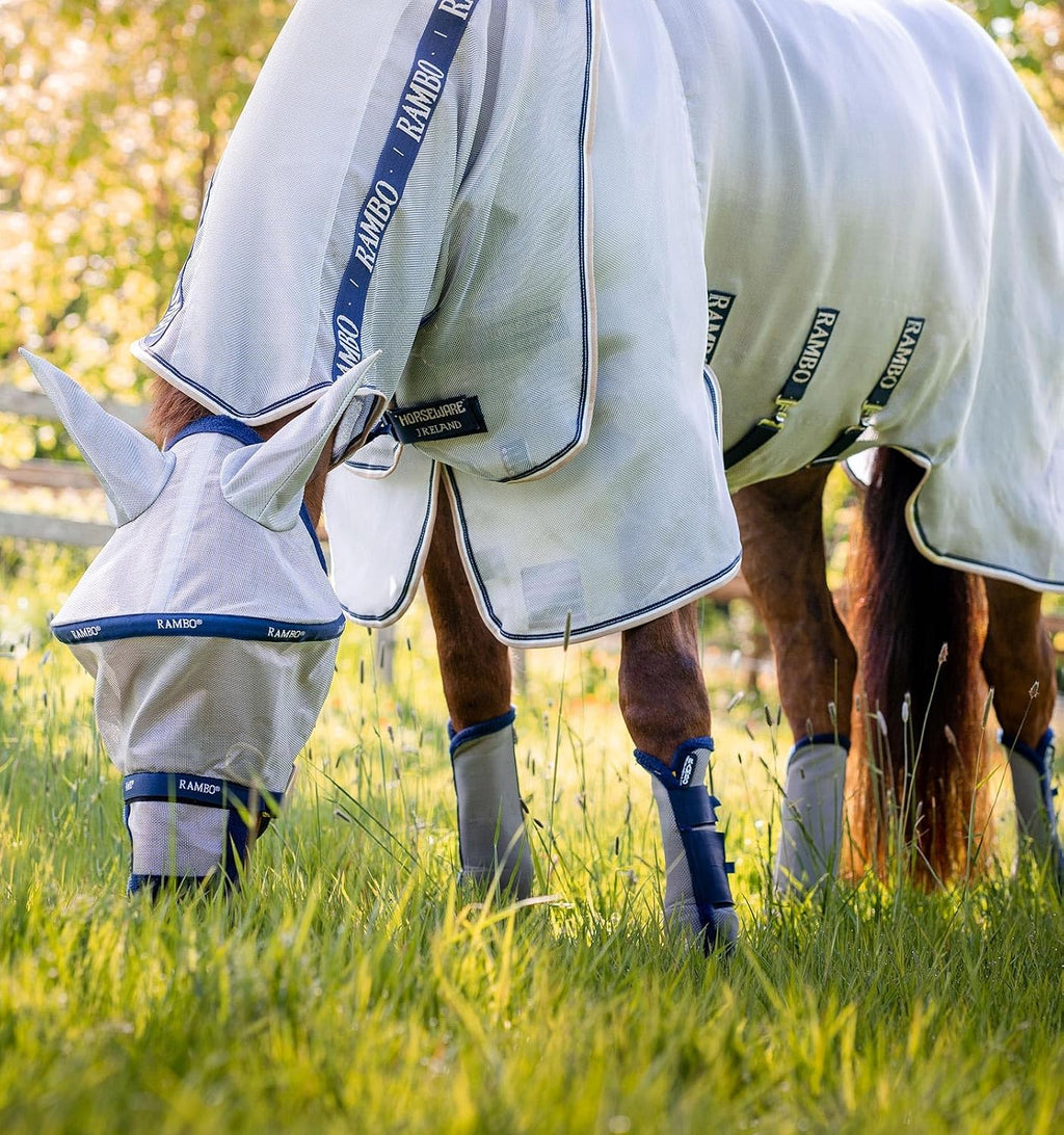 Horseware® Rambo® Protector Fly Sheet - Silver/Navy & White & Beige, 60 inches