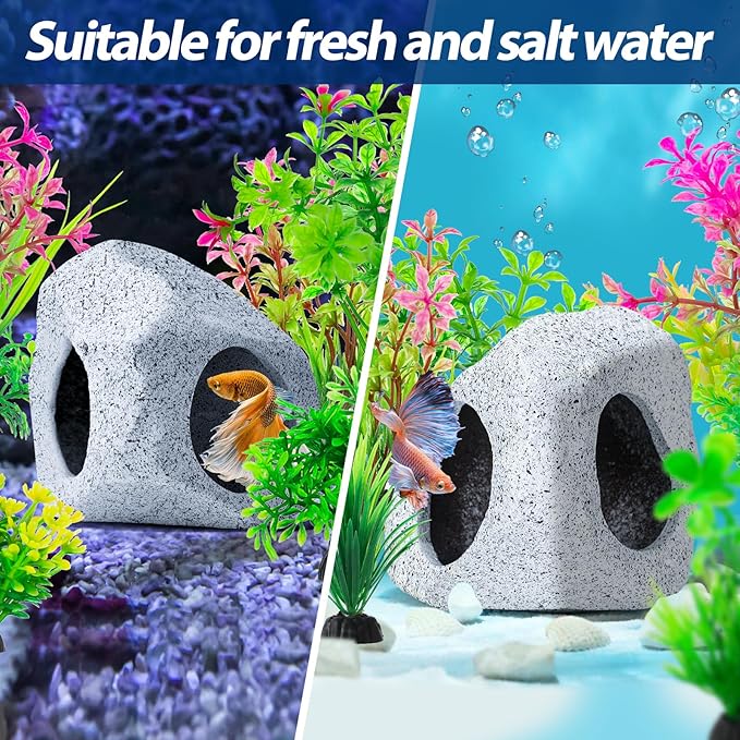 CousDUoBe 13Pcs Aquarium Hideaway Rock Cave Fish Tank Decorations quarium - Image 6