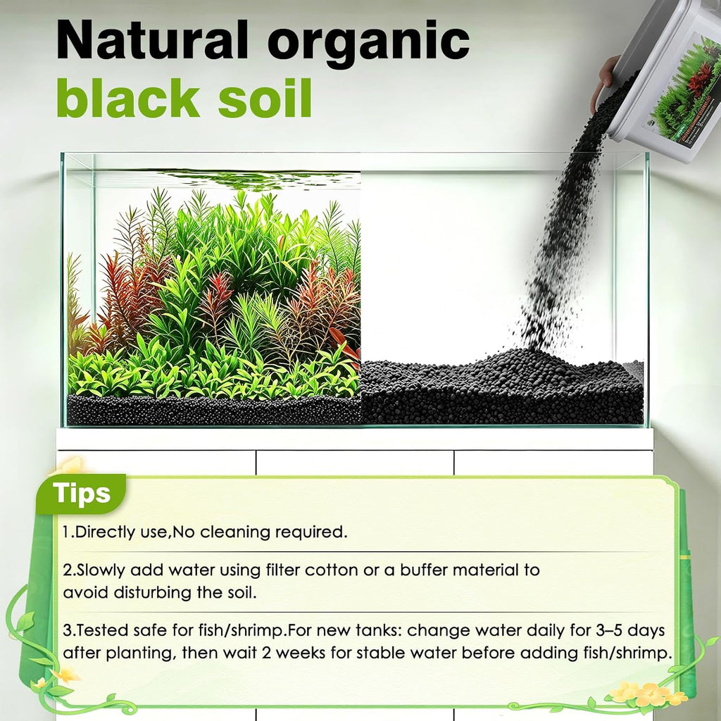 Premium Upgraded Aquarium Soil, 1-5mm Nutrient-Rich Water Grass Mud for Planted Tanks, Dust-Free & No Rinse, Safe for Fish & Shrimp (6.6 Pounds)
