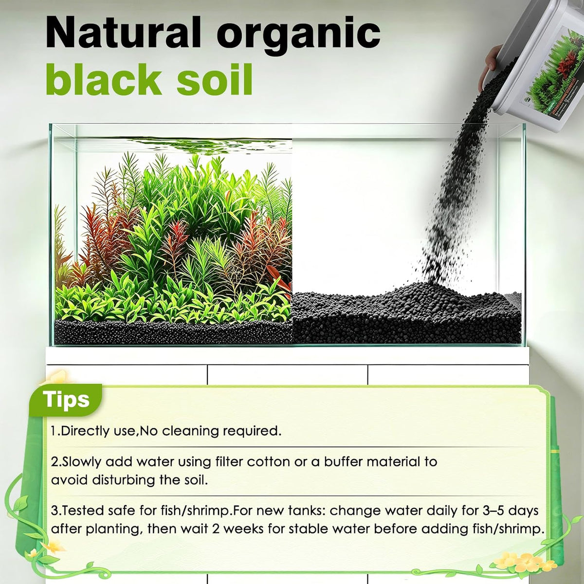 Premium Upgraded Aquarium Soil, 1-5mm Nutrient-Rich Water Grass Mud for Planted Tanks, Dust-Free & No Rinse, Safe for Fish & Shrimp (6.6 Pounds)