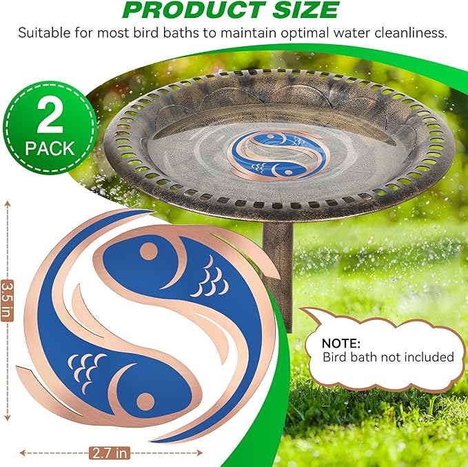 Saillong 2 Pack Bird Bath Copper Disk, Reinforced 99.99% Pure Copper Bird Bath - Image 2