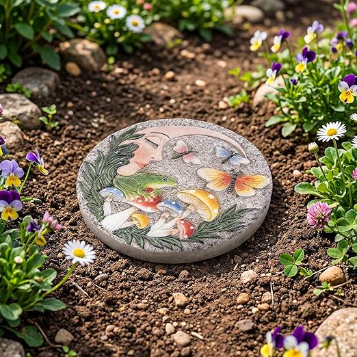 Garden Stepping Stones Outdoor, 9.8" Resin Frog Stepping Stone - Image 4