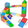 Magnetic Tiles Rail Pack 38-Pieces Magnetic Rail Clamps with Pullback Cars