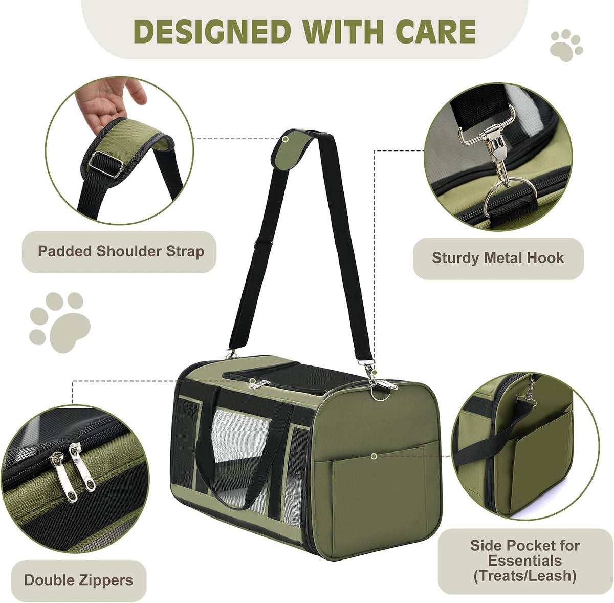 Extra-Large Cat Carrier, Soft-Sided Collapsible Pet Carrier up to 22 lbs