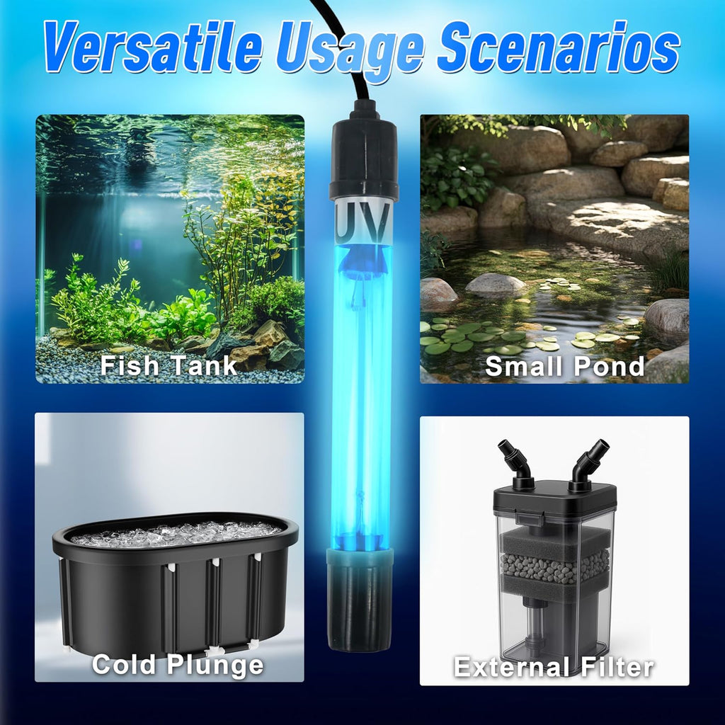 COOSPIDER Aquarium U-V Light Submersible Clean Green Lamp