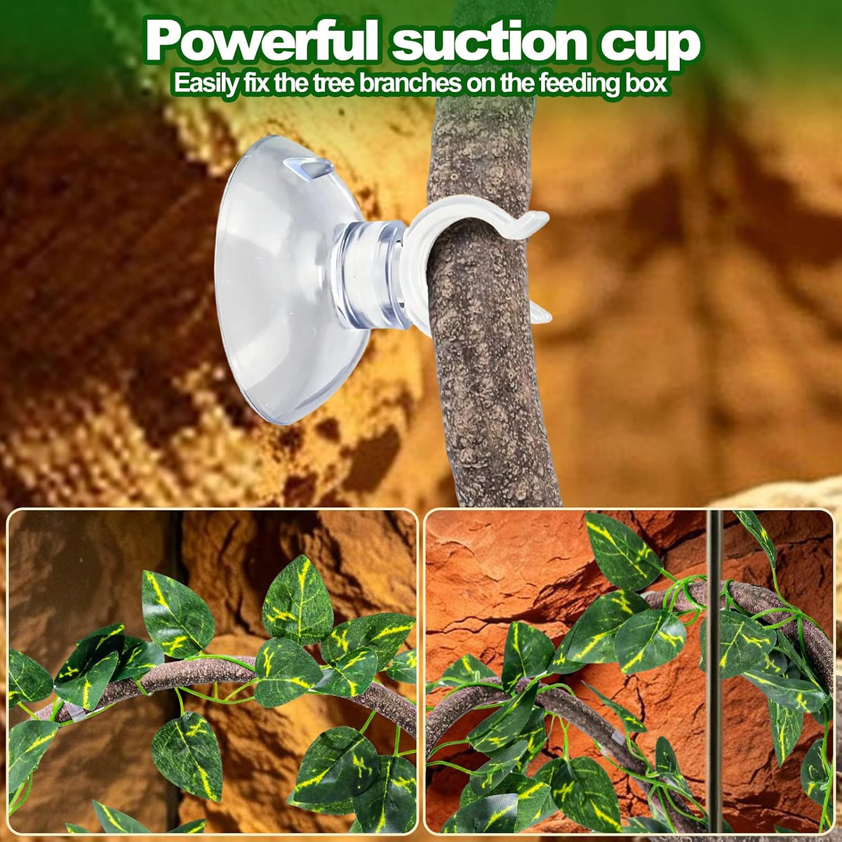 Reptile Plants for Bearded Dragon Tank Accessories, Hanging Plant Vines Set