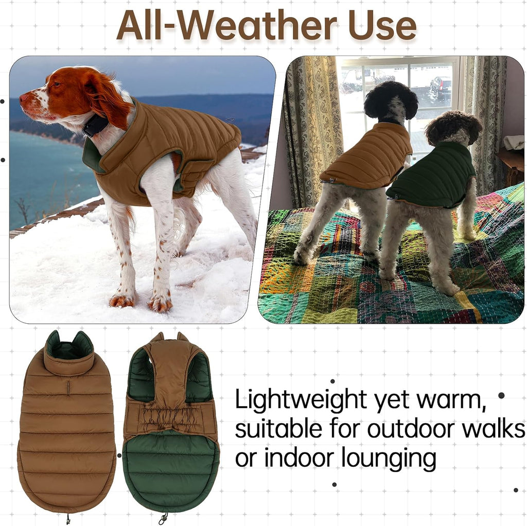 Lelepet Reversible Dog Coat Windproof Dog Jacket Lightweight Puffer Vest