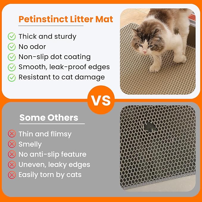 Extra Large Cat Litter Mat, 30x22 Inches Honeycomb Double Layer Cat Litter - Image 3