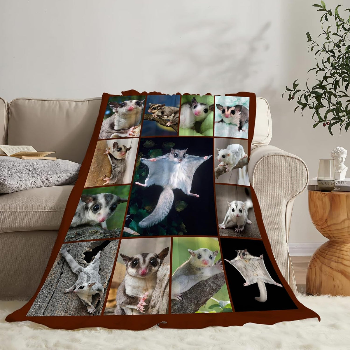 Sugar Glider Blanket,Cute Weasel Animal Lover Throw Blanket Gifts 50"X40"
