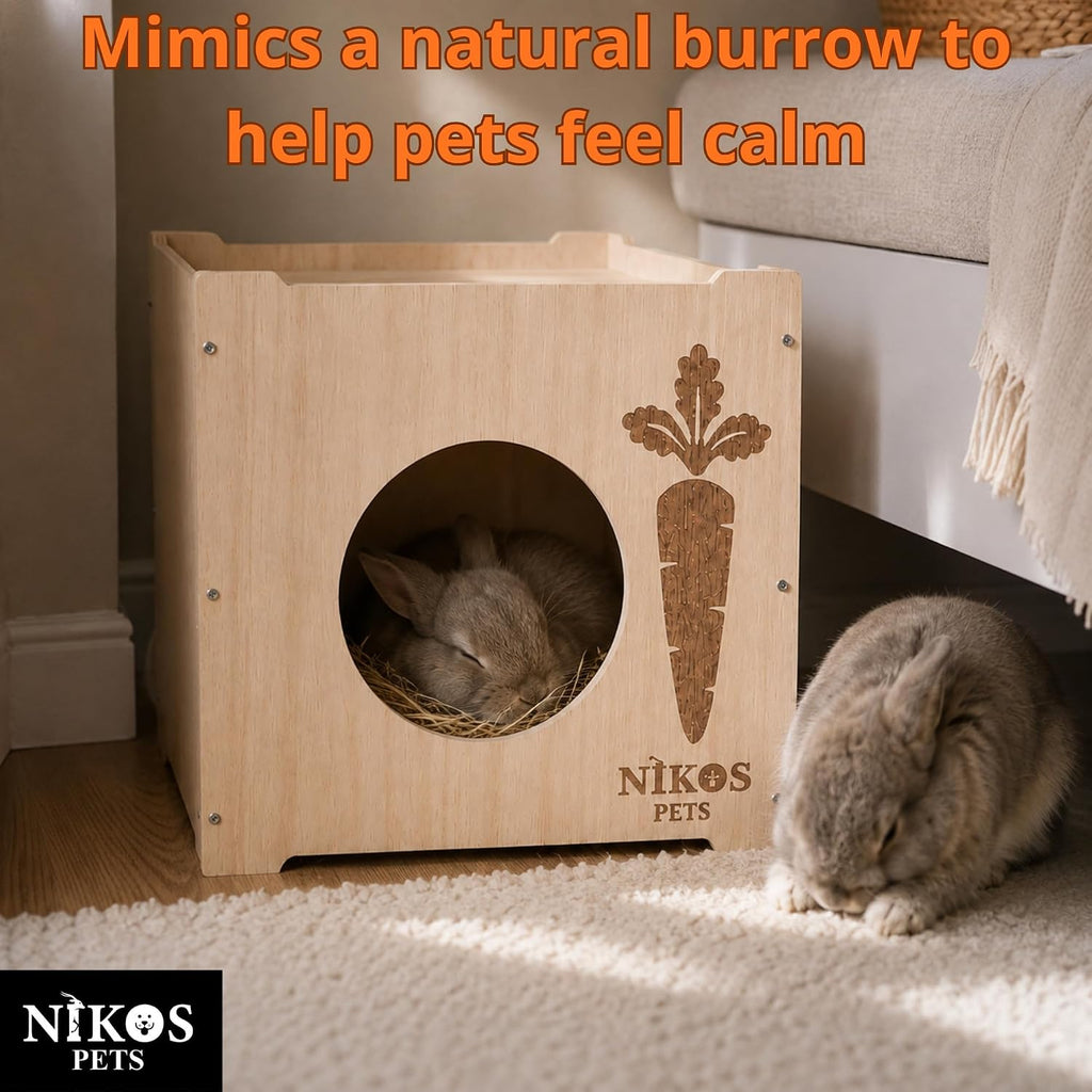 Wooden Rabbit Hideout, Rabbit Bed, Bunny Hideout, Indoor House, Outdoor Hut